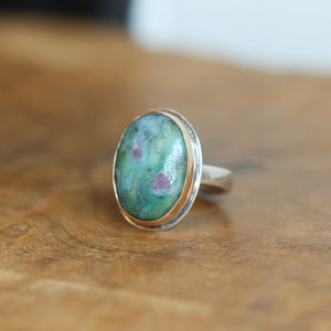 Ruby in Fuchsite Ring - Choose your Stone - Boho Ring - .925 Sterling Silver - Big Ruby Ring