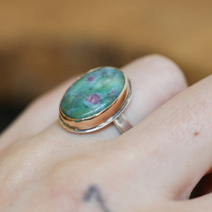 Ruby in Fuchsite Ring - Choose your Stone - Boho Ring - .925 Sterling Silver - Big Ruby Ring