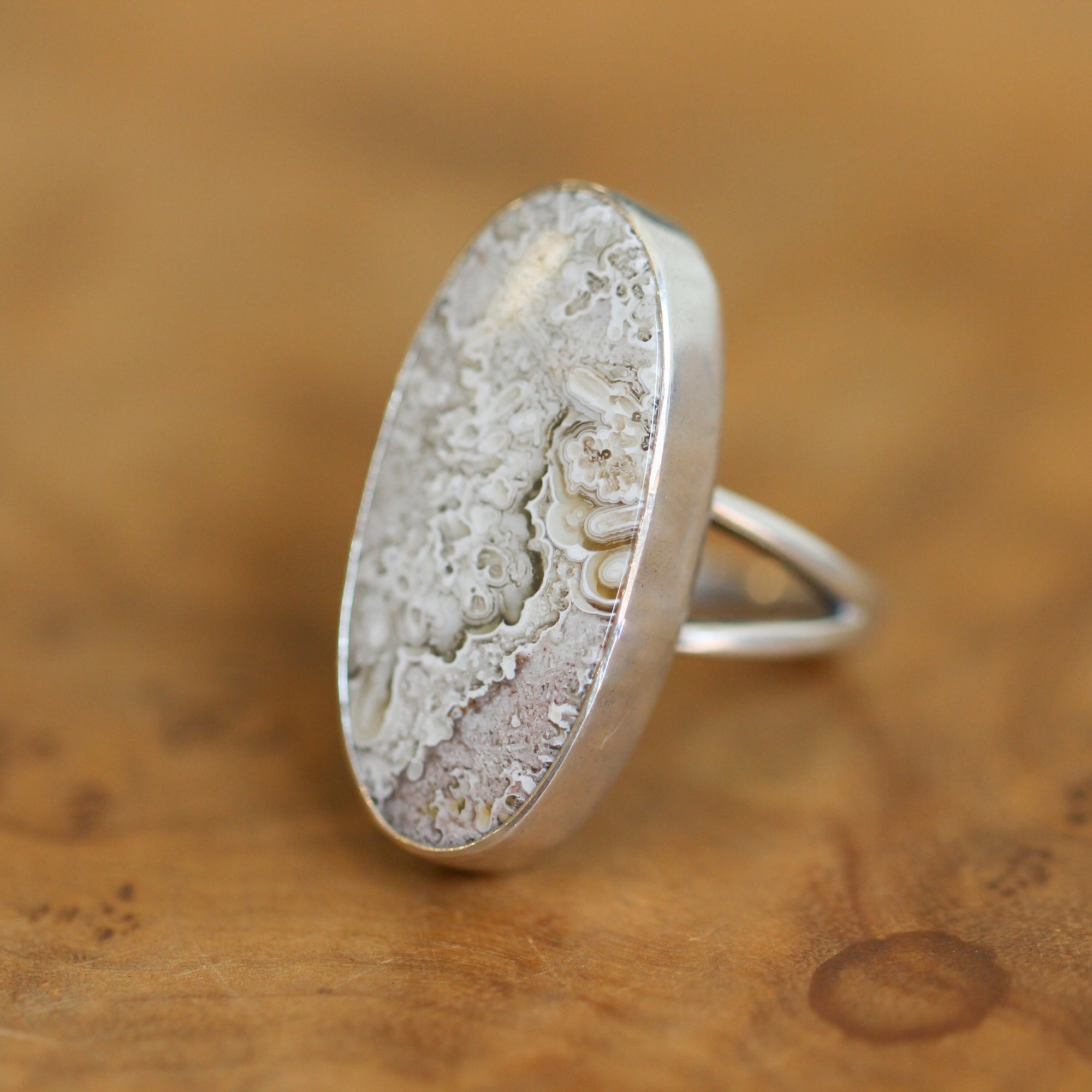 Crazy Lace Agate Ring - .925 Sterling Silver - Silversmith Ring - Minimal Agate Ring