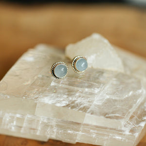 14K Gold Aquamarine Posts - Goldsmith