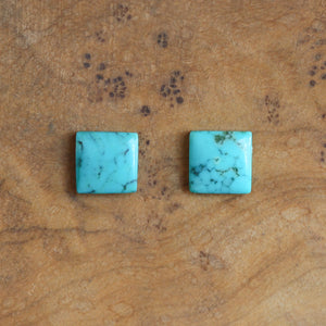 Square Turquoise Posts - Turquoise Studs - Sterling Silver Posts - Silversmith Turquoise Earrings