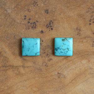 Square Turquoise Posts - Turquoise Studs - Sterling Silver Posts - Silversmith Turquoise Earrings
