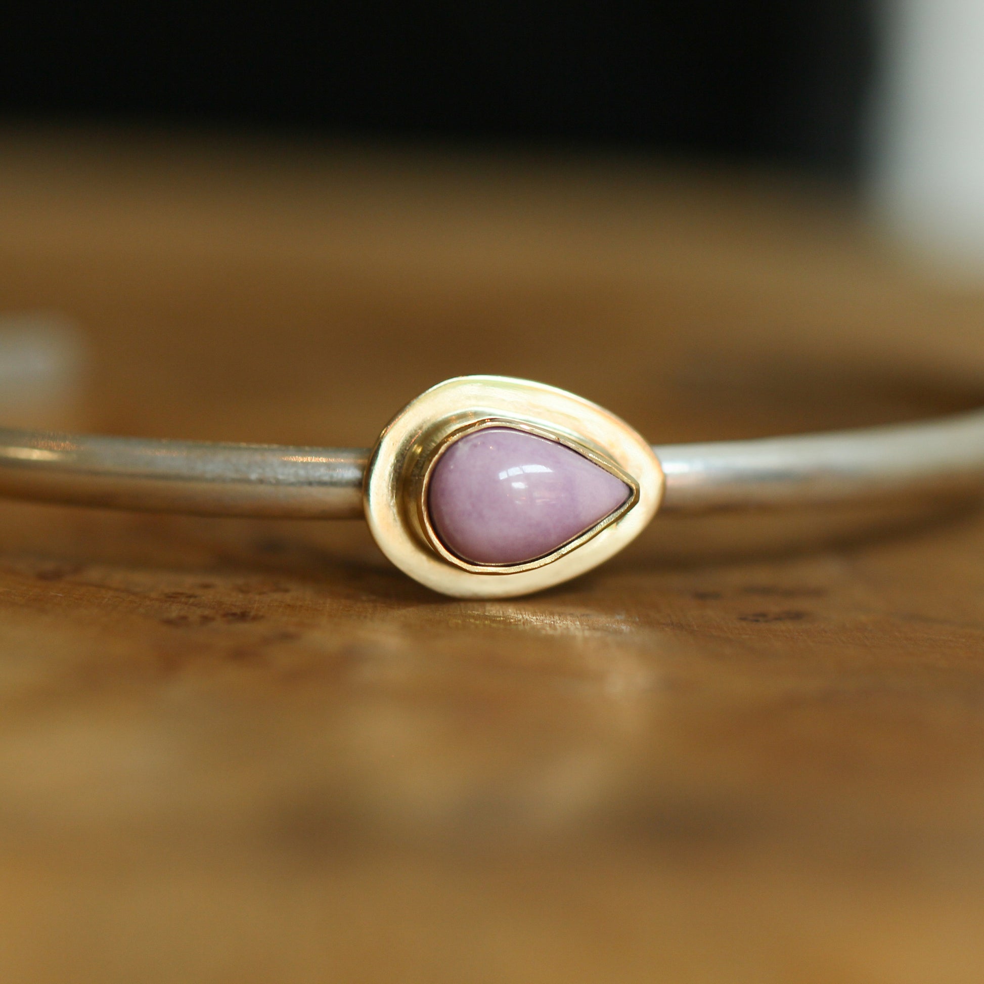 Phosphosiderite Bracelet - 14KT Gold - Gold and Silver Cuff
