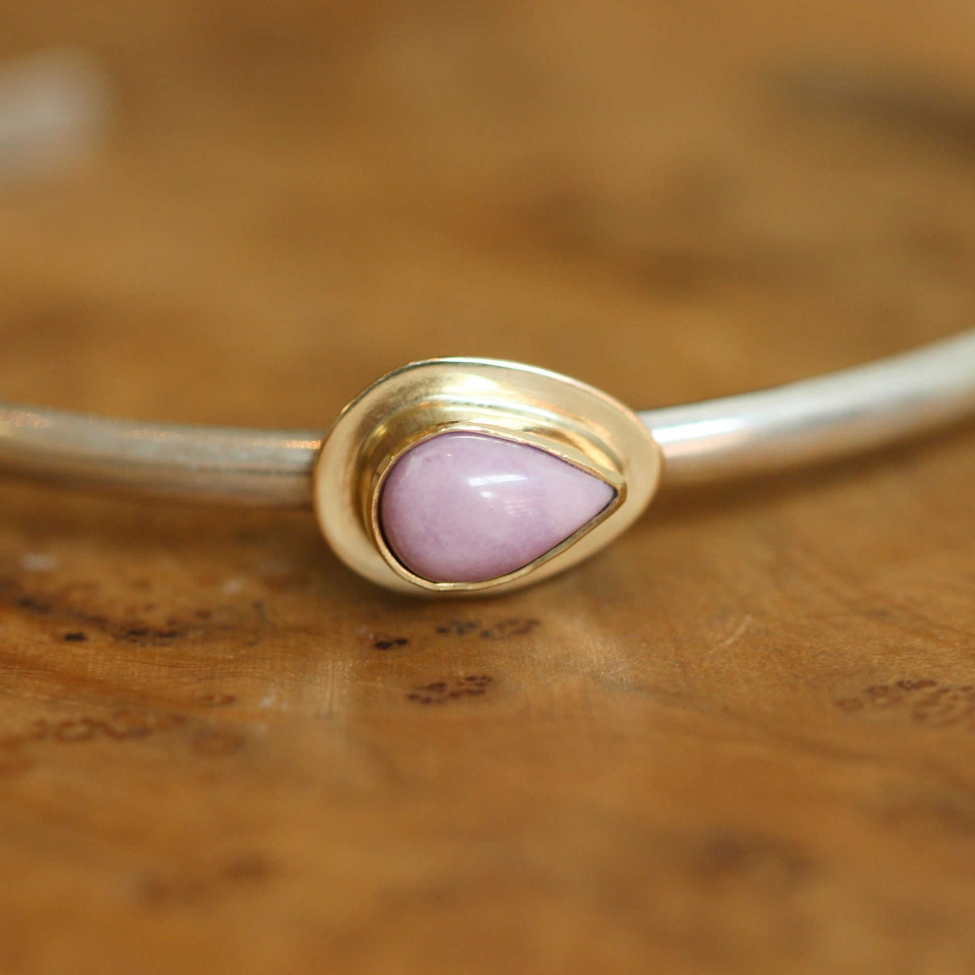 Phosphosiderite Bracelet - 14KT Gold - Gold and Silver Cuff