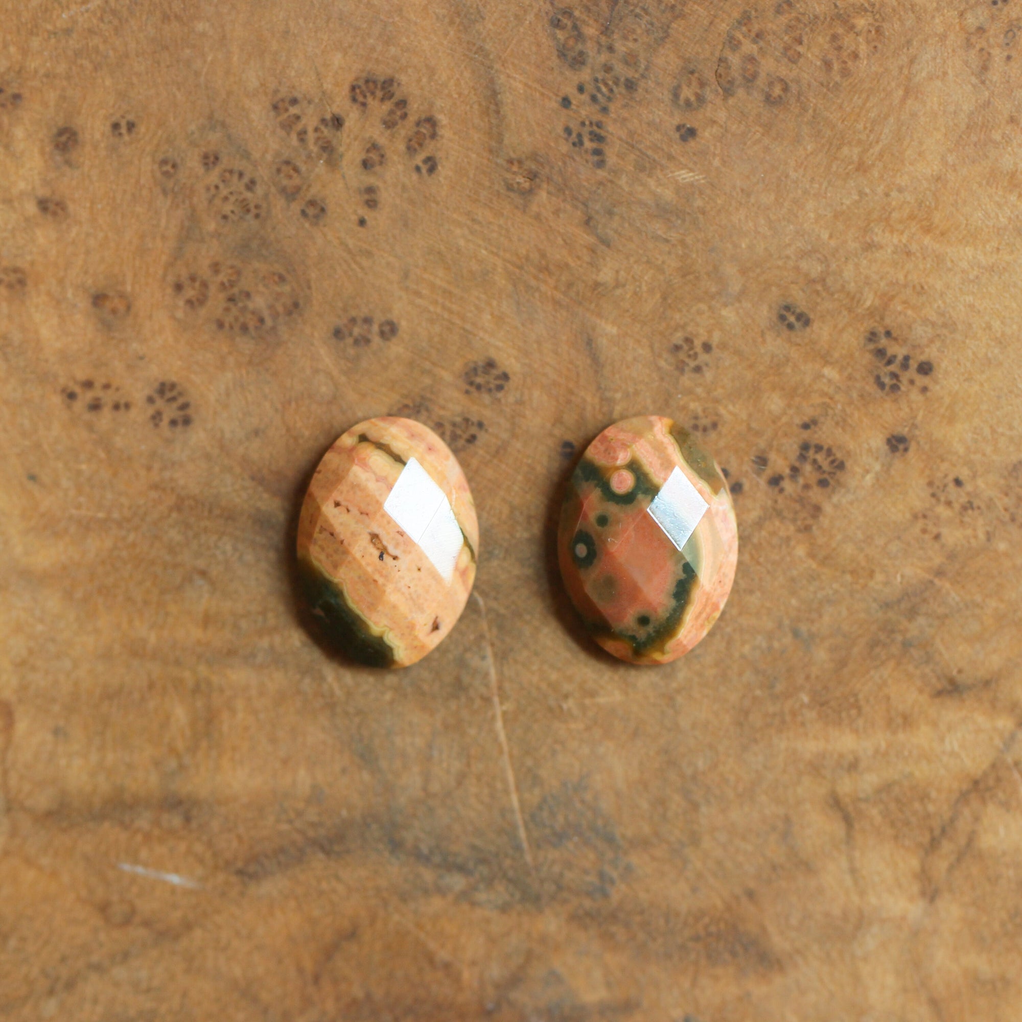 Ocean Jasper Hoops - Ocean Jasper Earrings - Sterling Silver Hoops - Ocean Jasper Post Hoops