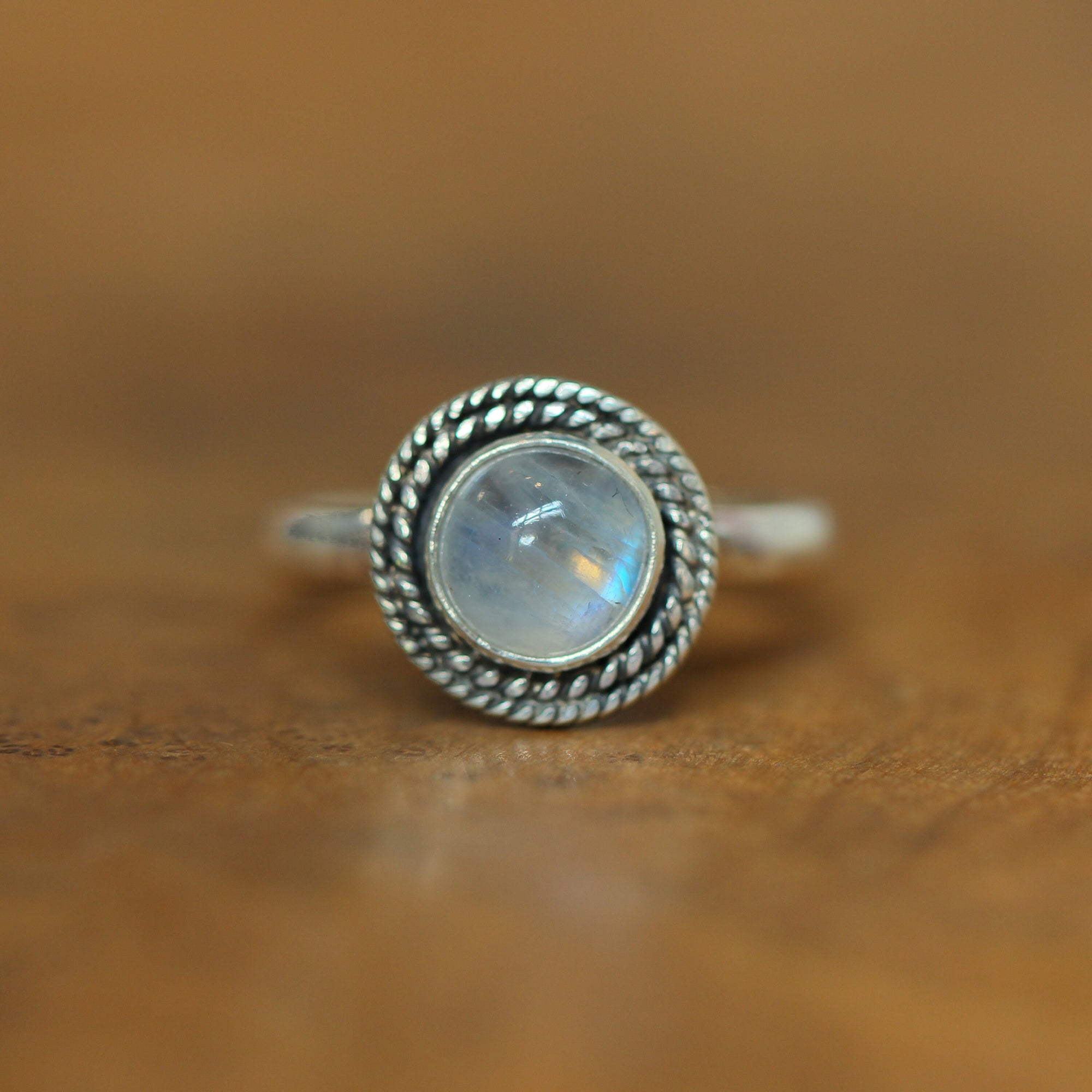 Rainbow Moonstone Ring - Western Ring - .925 Sterling Silver - Moonstone Stacker