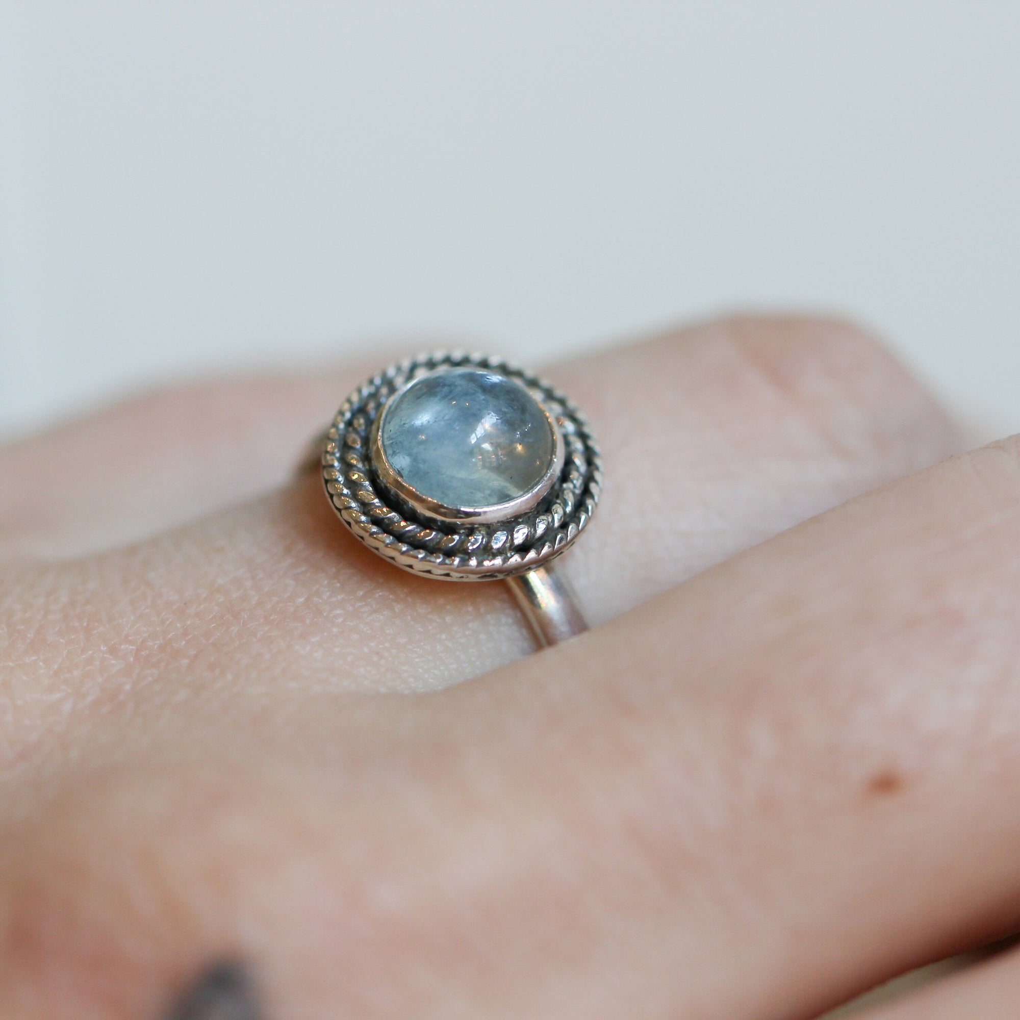 Aquamarine Ring - Western Aquamarine Ring - .925 Sterling Silver - Silversmith - March Birthstone