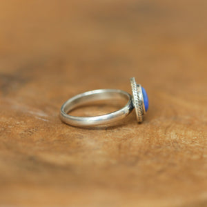 Western Blue Lapis Ring - Silversmith Ring - Feminine Jewelry - Lapis Lazuli Stacker