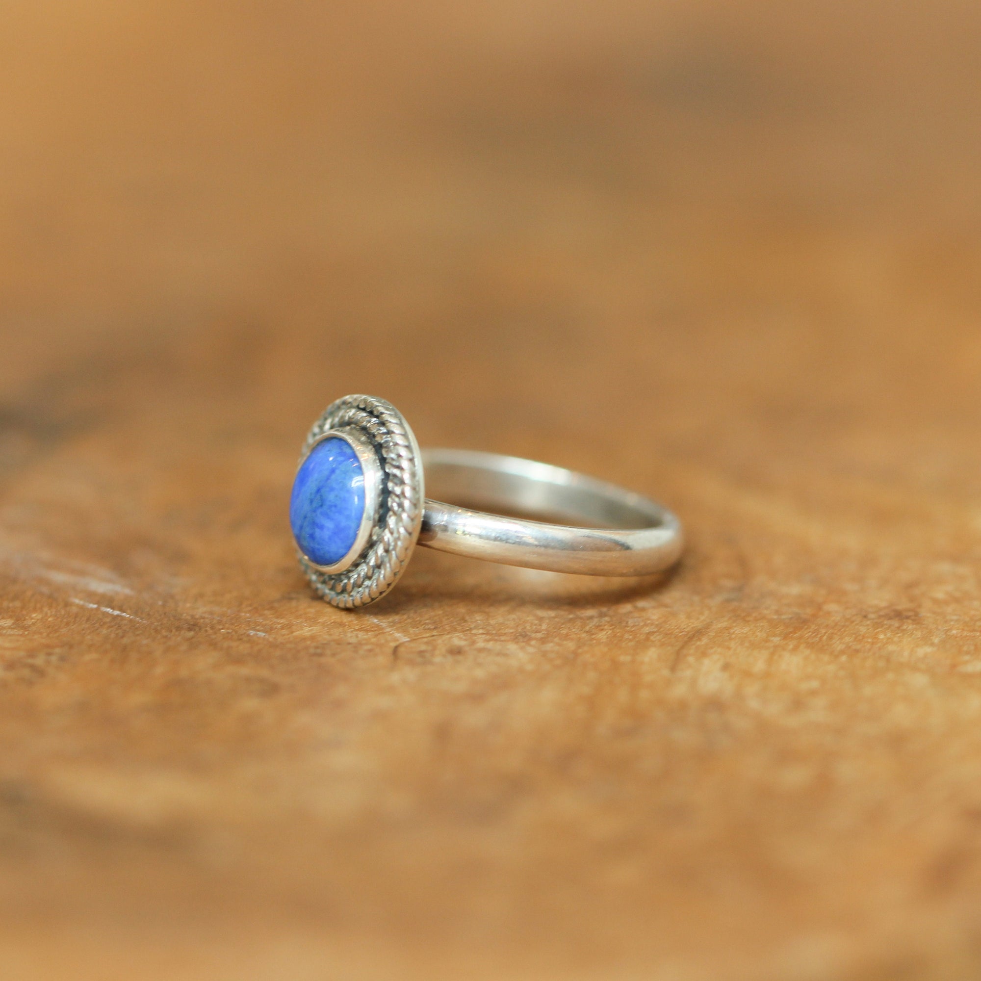 Western Blue Lapis Ring - Silversmith Ring - Feminine Jewelry - Lapis Lazuli Stacker