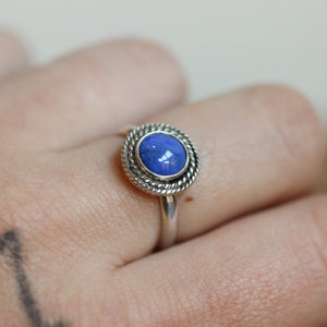 Western Blue Lapis Ring - Silversmith Ring - Feminine Jewelry - Lapis Lazuli Stacker