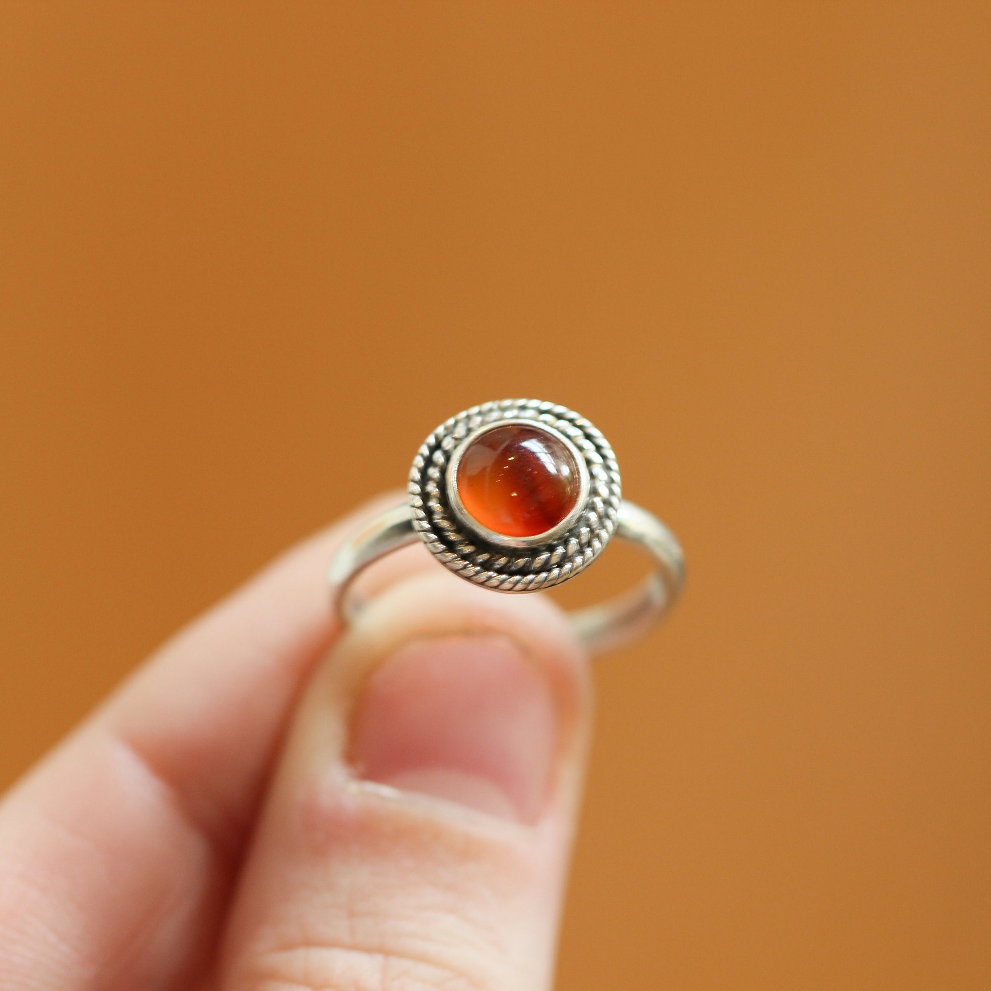 Orange Carnelian Ring - Western Carnelian Ring - Silversmith Ring - Carnelian Stacker