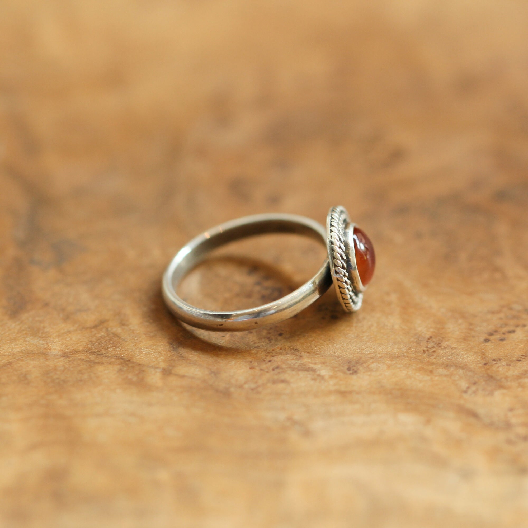 Orange Carnelian Ring - Western Carnelian Ring - Silversmith Ring - Carnelian Stacker