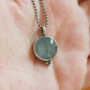 Blue Calcite Sweetheart Necklace - Unique Silversmith Pendant - Calcite Pendant - .925 Sterling Silver