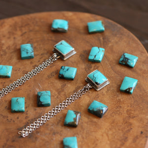 Ready to Ship - Long Turquoise Earrings - .925 Sterling Silver - Turquoise Chain Earrings