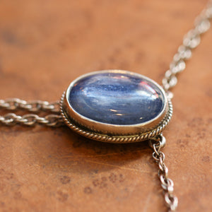Blue Kyanite Bolo - Sterling Silver Mock Bolo - Silversmith - Kyanite Necklace