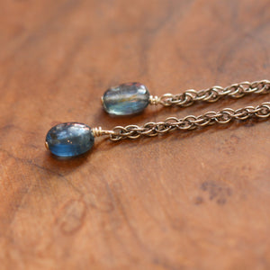 Blue Kyanite Bolo - Sterling Silver Mock Bolo - Silversmith - Kyanite Necklace