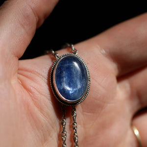 Blue Kyanite Bolo - Sterling Silver Mock Bolo - Silversmith - Kyanite Necklace