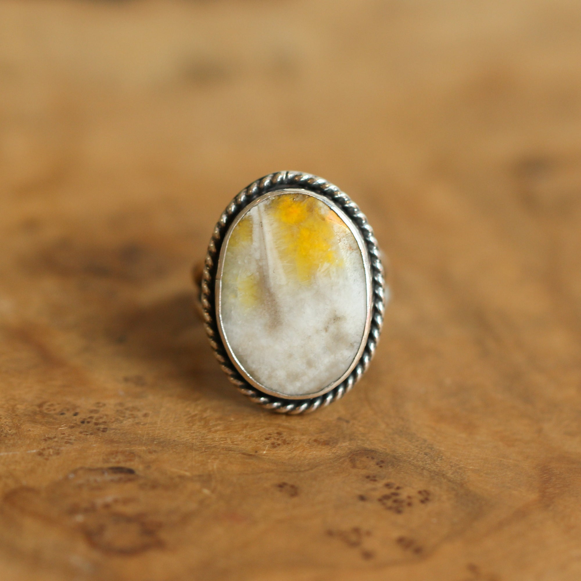 Boho Ring in Bumble Bee Jasper - Bumble Bee Jasper Ring - Silversmith Ring