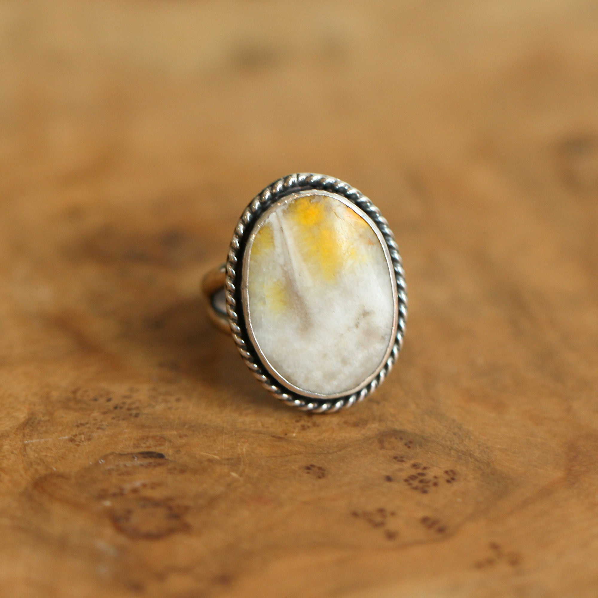 Boho Ring in Bumble Bee Jasper - Bumble Bee Jasper Ring - Silversmith Ring