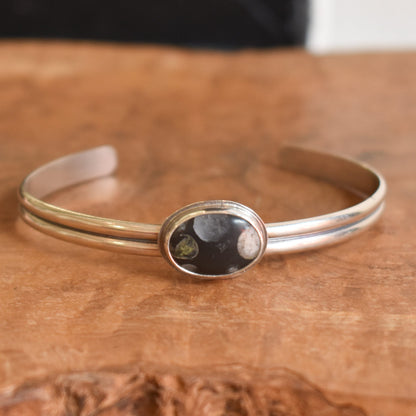 Silversmith Fossil Jasper Cuff Bracelet – Sterling Silver Bangle