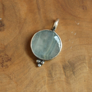 Blue Calcite Sweetheart Necklace - Unique Silversmith Pendant - Calcite Pendant - .925 Sterling Silver