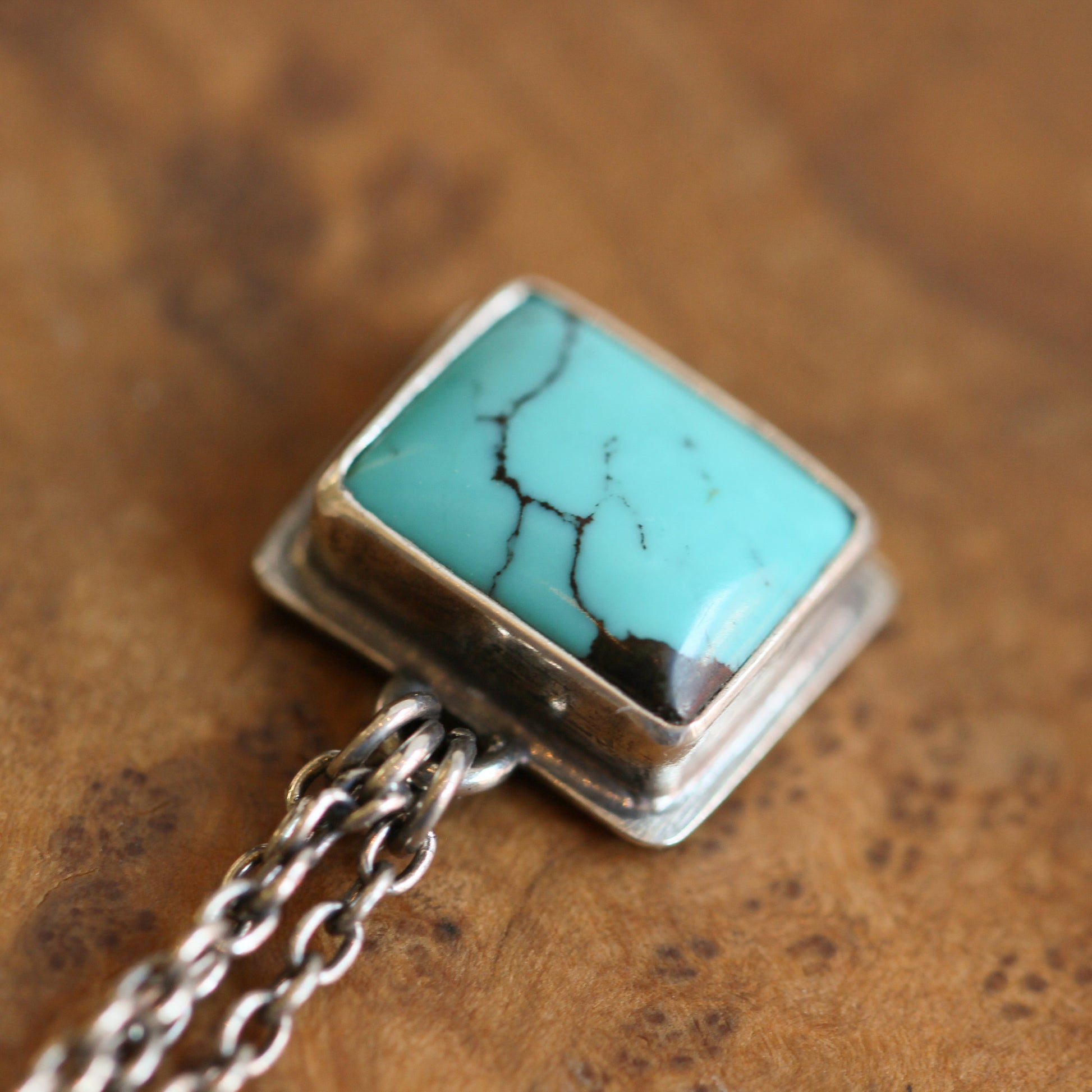 Long Turquoise Chain Earrings - .925 Sterling Silver