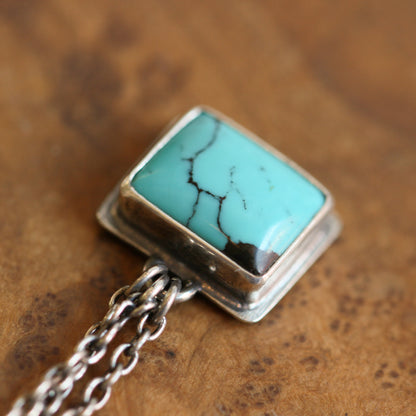 Long Turquoise Chain Earrings - .925 Sterling Silver