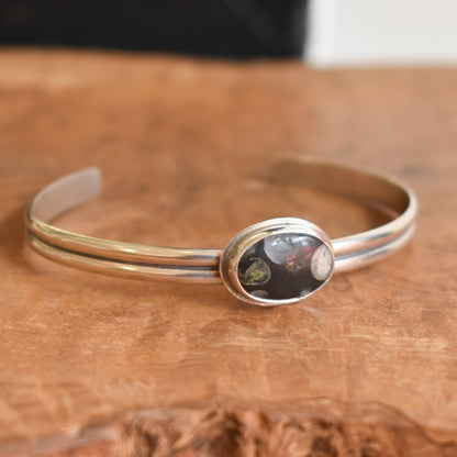 Silversmith Fossil Jasper Cuff Bracelet – Sterling Silver Bangle