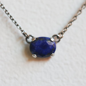 Lapis Lazuli Necklace - Faceted Lapis Pendant - Silversmith Pendant - Lapis Necklace