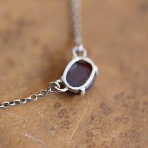 Red Garnet Pendant - Faceted Garnet Necklace - .925 Sterling Silver