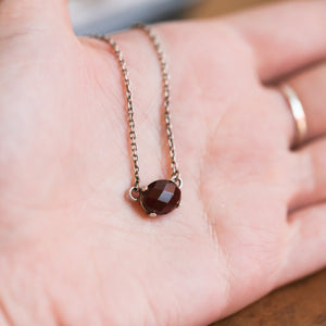 Red Garnet Pendant - Faceted Garnet Necklace - .925 Sterling Silver