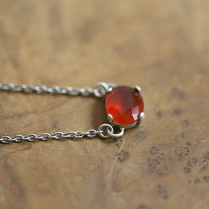 Faceted Carnelian Sterling Silver Pendant Necklace – Dainty Prong Setting