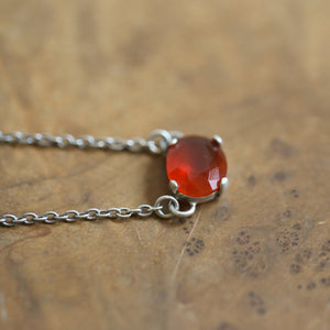 Faceted Carnelian Pendant - Dainty Carnelian Prong Pendant - Carnelian Necklace