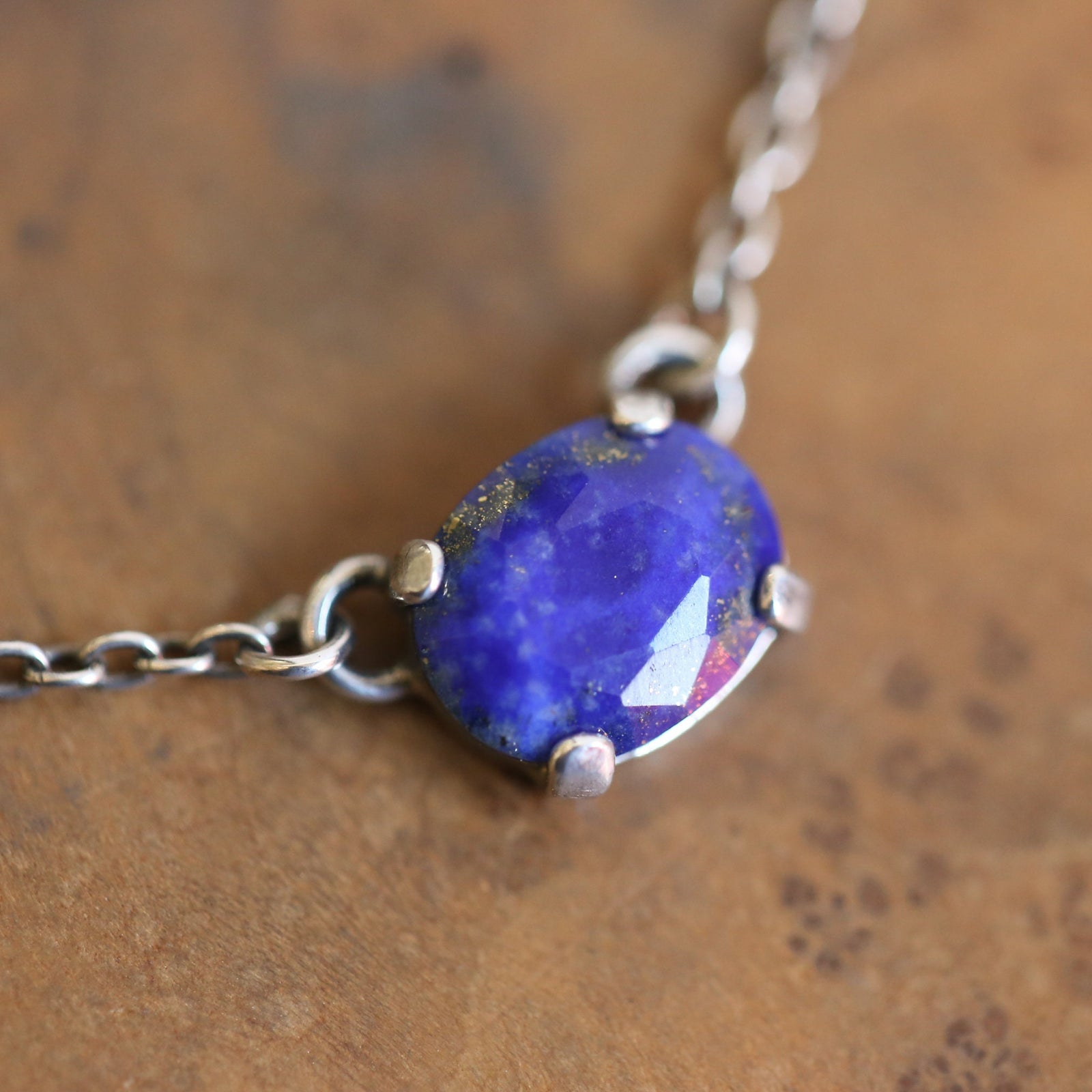 Lapis Lazuli Necklace - Faceted Lapis Pendant - Silversmith Pendant - Lapis Necklace