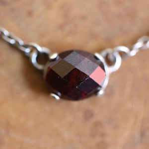 Red Garnet Pendant - Faceted Garnet Necklace - .925 Sterling Silver