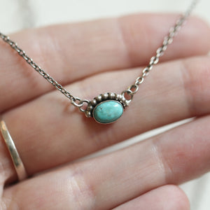 Dainty Turquoise Necklace - Bright Eyes Pendant - Sterling Silver - Includes Chain