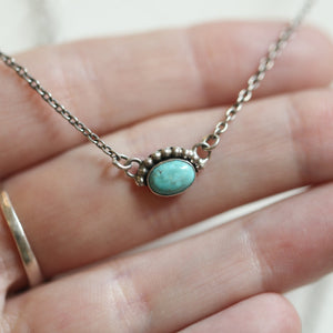 Dainty Turquoise Necklace - Bright Eyes Pendant - Sterling Silver - Includes Chain