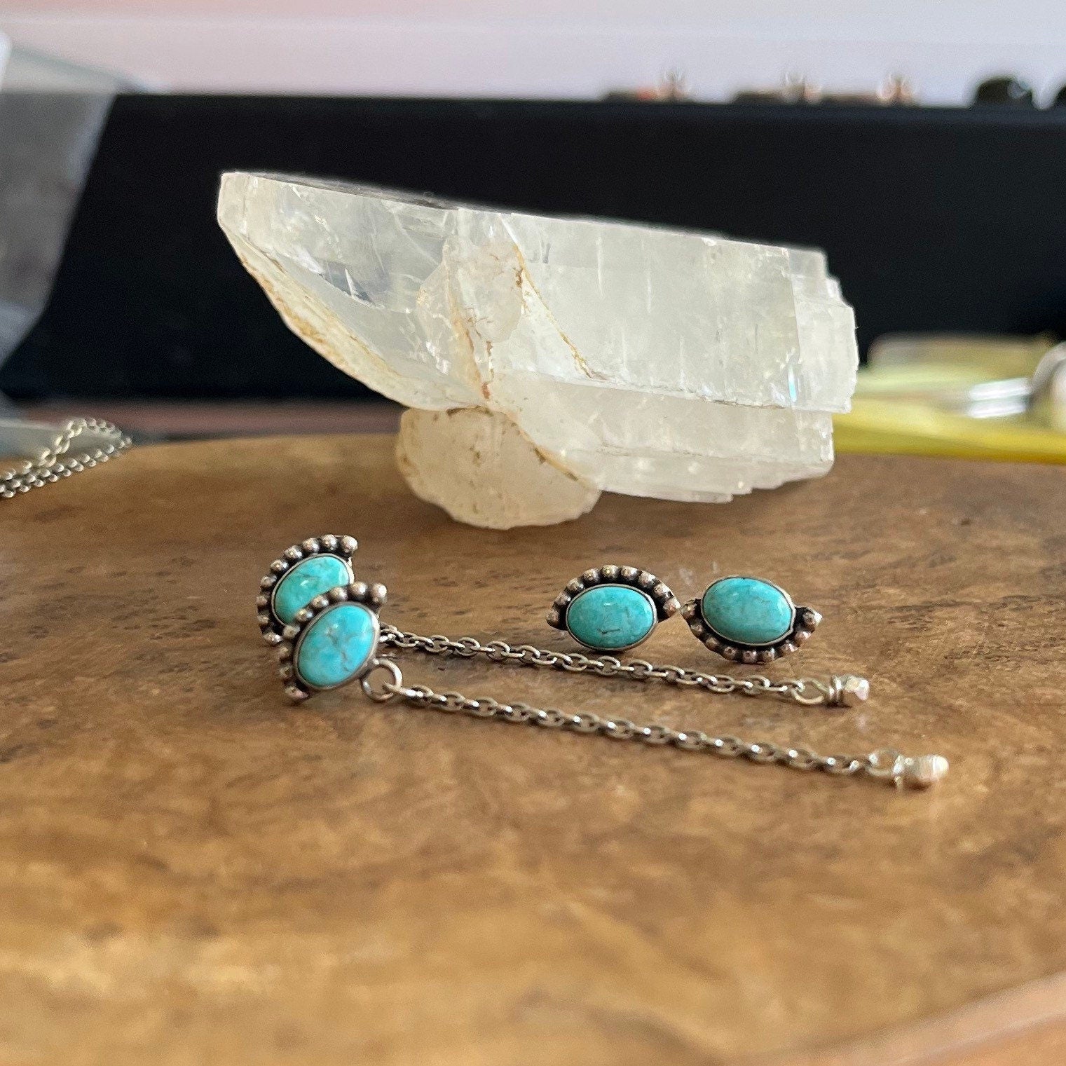 Dainty Turquoise Necklace - Bright Eyes Pendant - Sterling Silver - Includes Chain