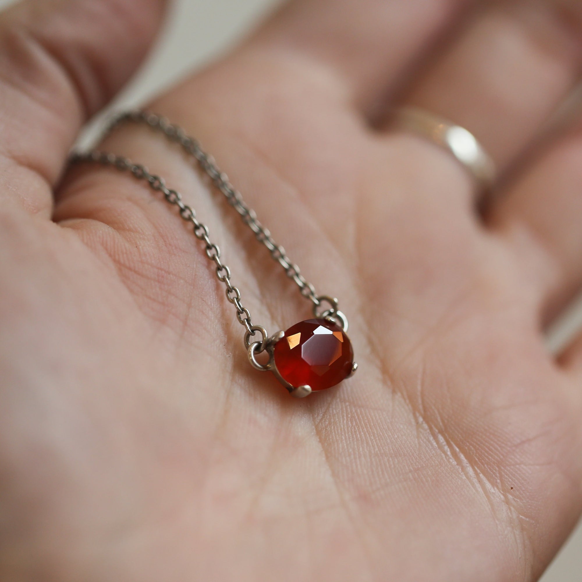 Faceted Carnelian Pendant - Dainty Carnelian Prong Pendant - Carnelian Necklace