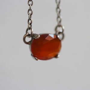 Faceted Carnelian Pendant - Dainty Carnelian Prong Pendant - Carnelian Necklace
