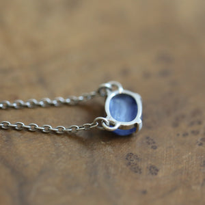 Blue Kyanite Necklace - Kyanite Prong Pendant - Sterling Silver
