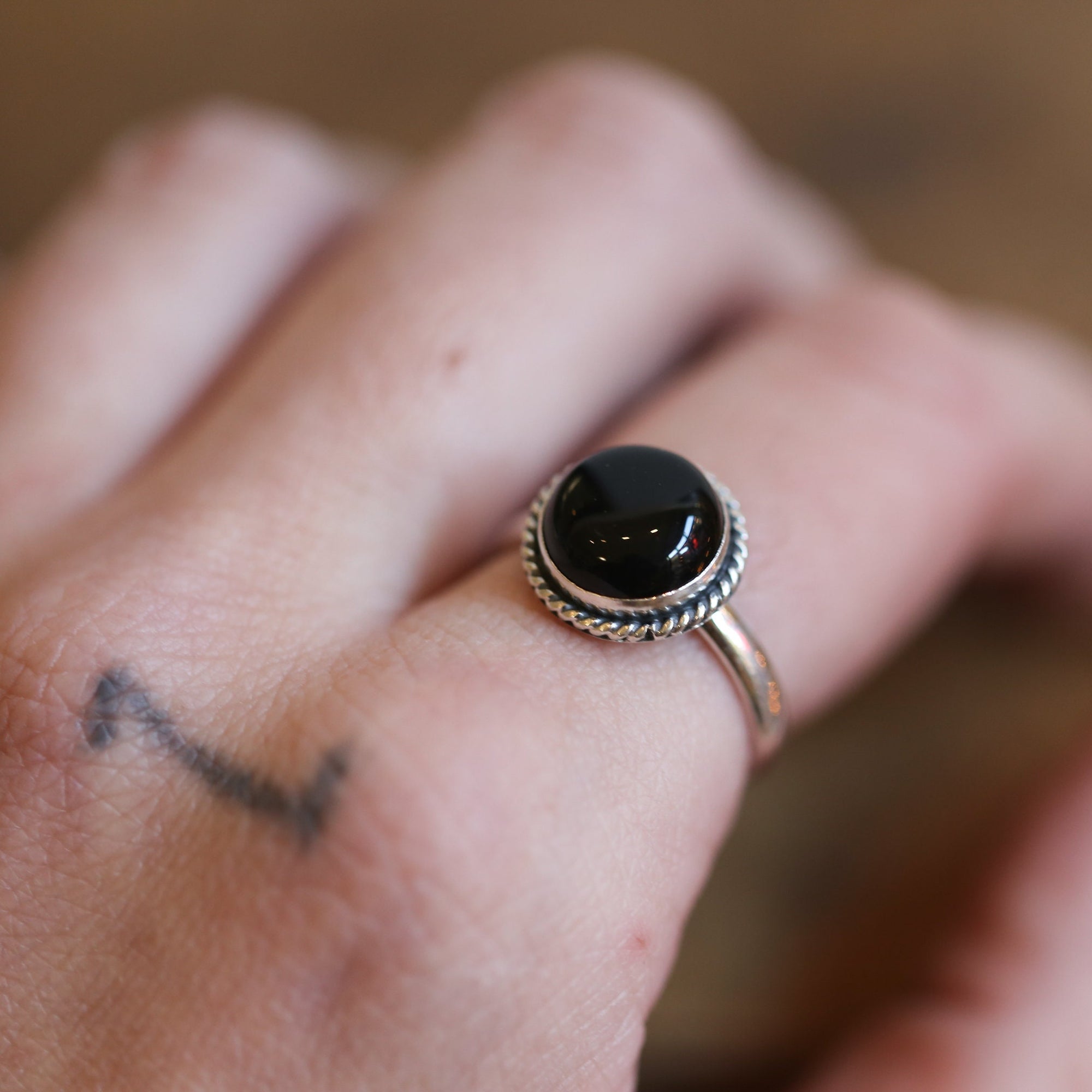 Black Agate Ring - Silversmith Ring - Western Ring - Black Onyx