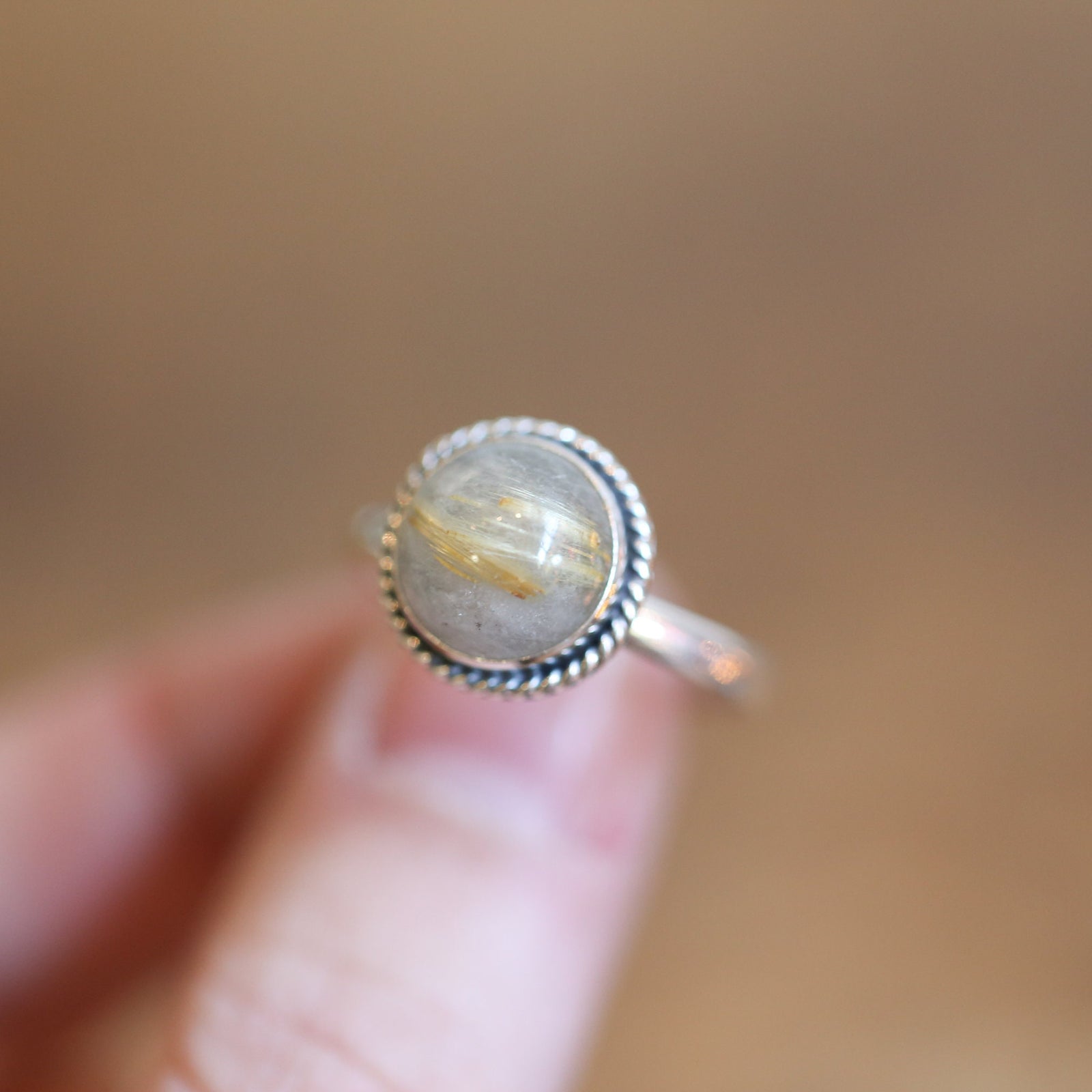 Golden Rutilated Quartz Ring - Silversmith Ring - Choose Your Own Stone - Gallery Wire Ring