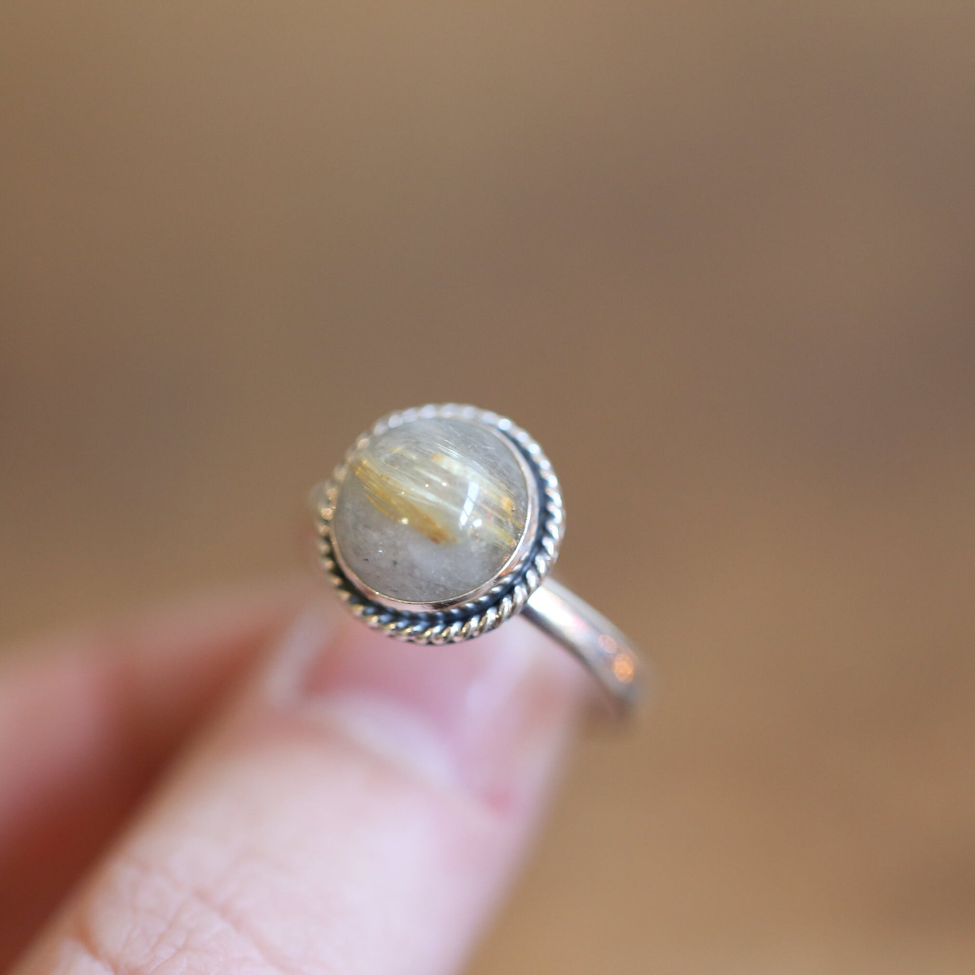 Golden Rutilated Quartz Ring - Silversmith Ring - Choose Your Own Stone - Gallery Wire Ring