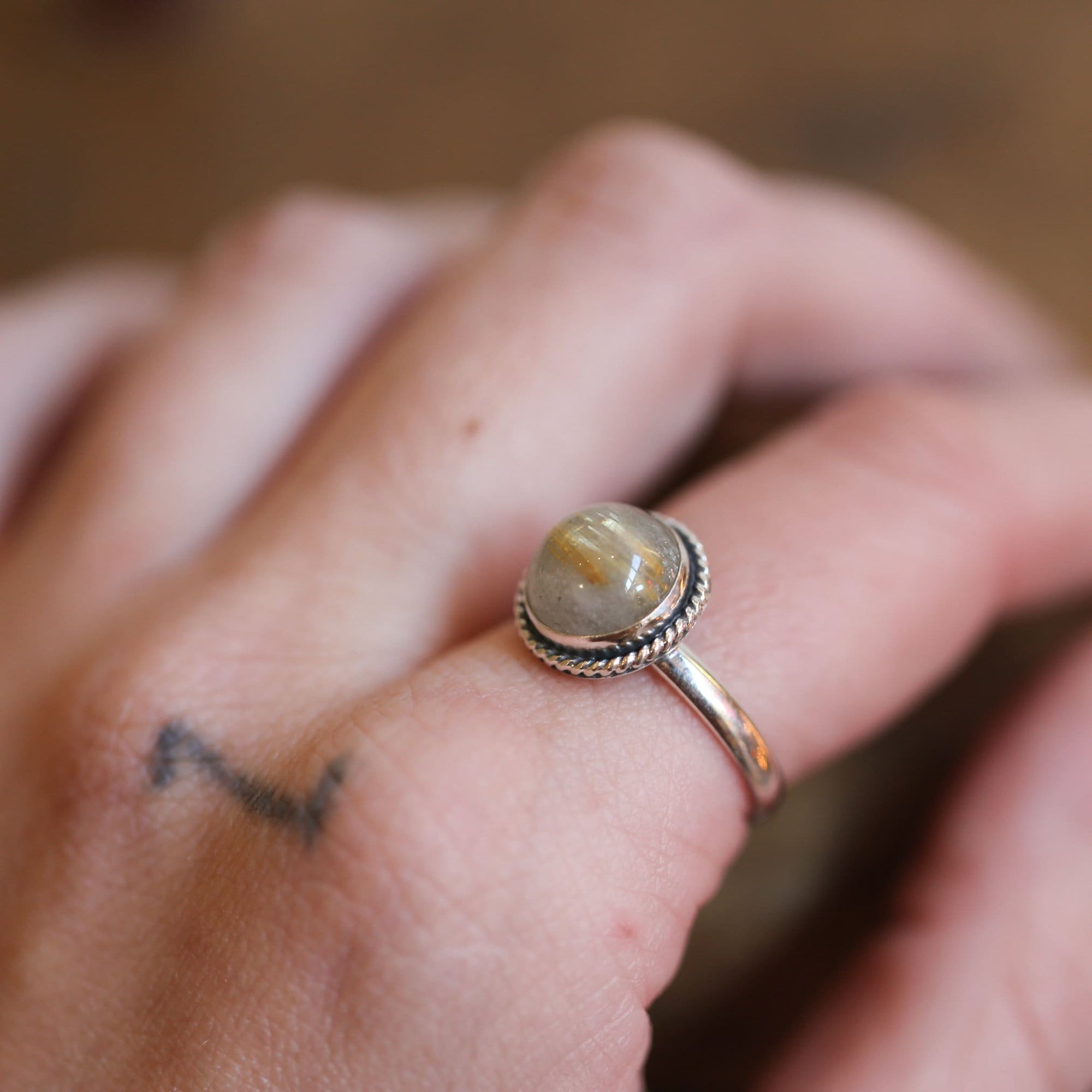 Golden Rutilated Quartz Ring - Silversmith Ring - Choose Your Own Stone - Gallery Wire Ring