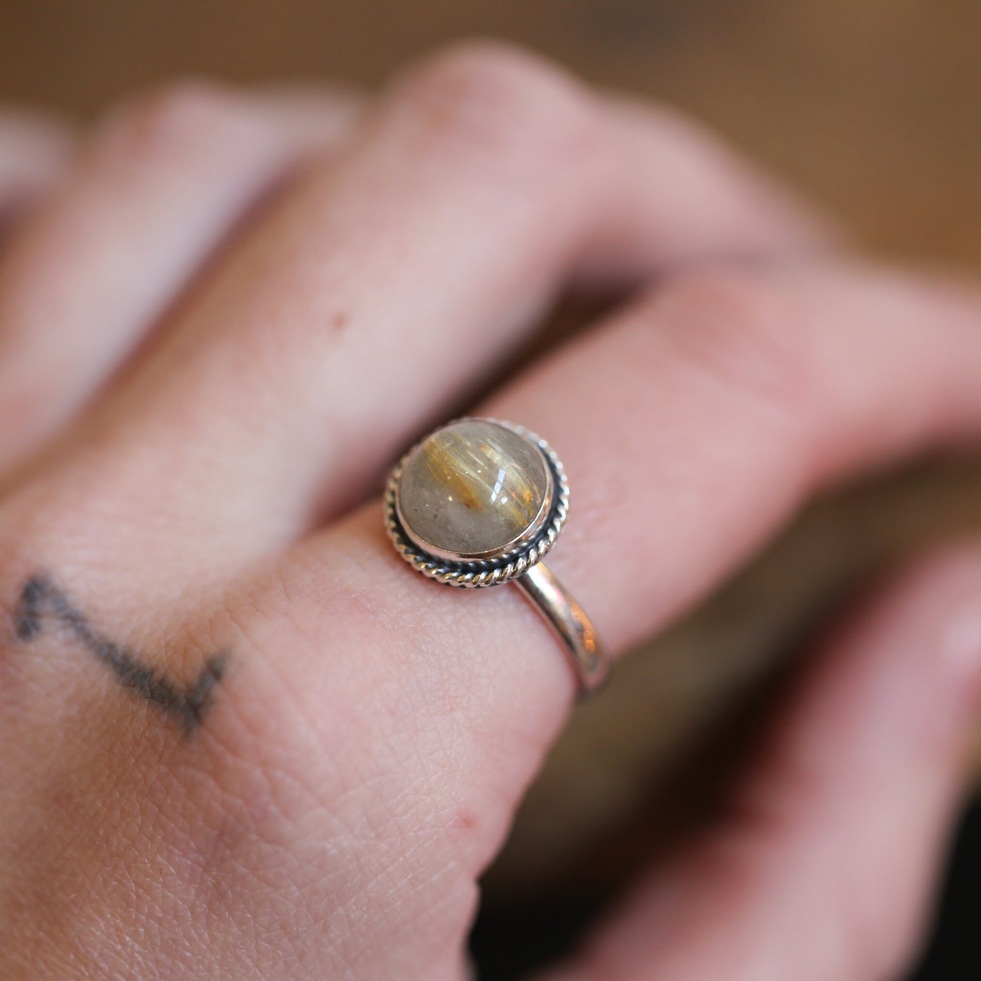 Golden Rutilated Quartz Ring - Silversmith Ring - Choose Your Own Stone - Gallery Wire Ring