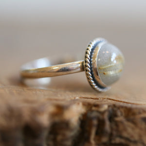 Golden Rutilated Quartz Ring - Silversmith Ring - Choose Your Own Stone - Gallery Wire Ring
