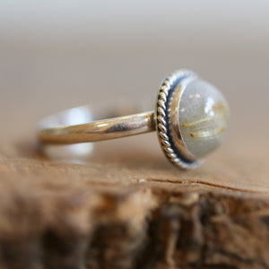 Golden Rutilated Quartz Ring - Silversmith Ring - Choose Your Own Stone - Gallery Wire Ring