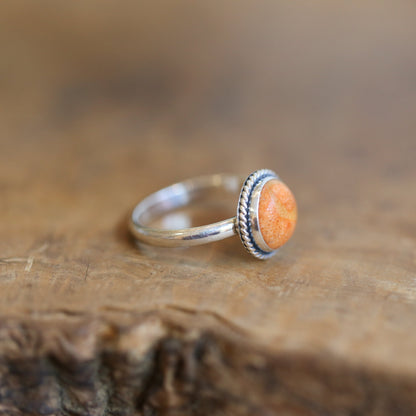 Red Sponge Coral Ring – Sterling Silver, Silversmithed