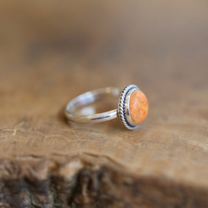 Red Sponge Coral Ring - Western Red Coral - Sterling Silver